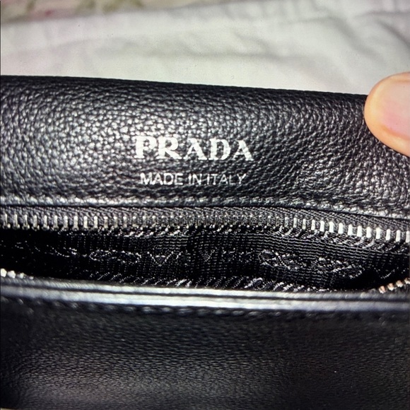 Prada Vitello Daino soft Black Crossbody Bag with Logo Strap - Picture 5 of 9